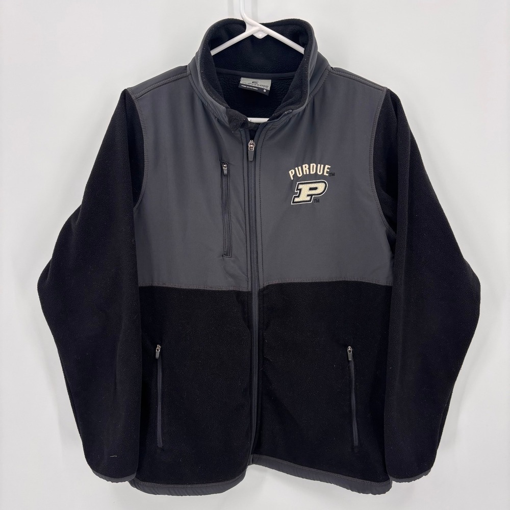 Colosseum Purdue University Jacket Women Small Black Grey Excellent Fleece Zip